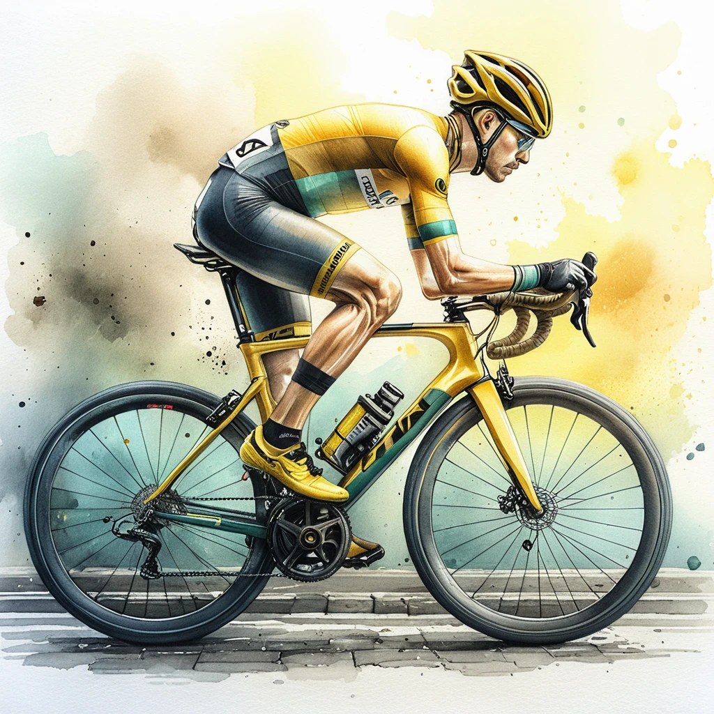Professional cyclist in profile on a modern road bike