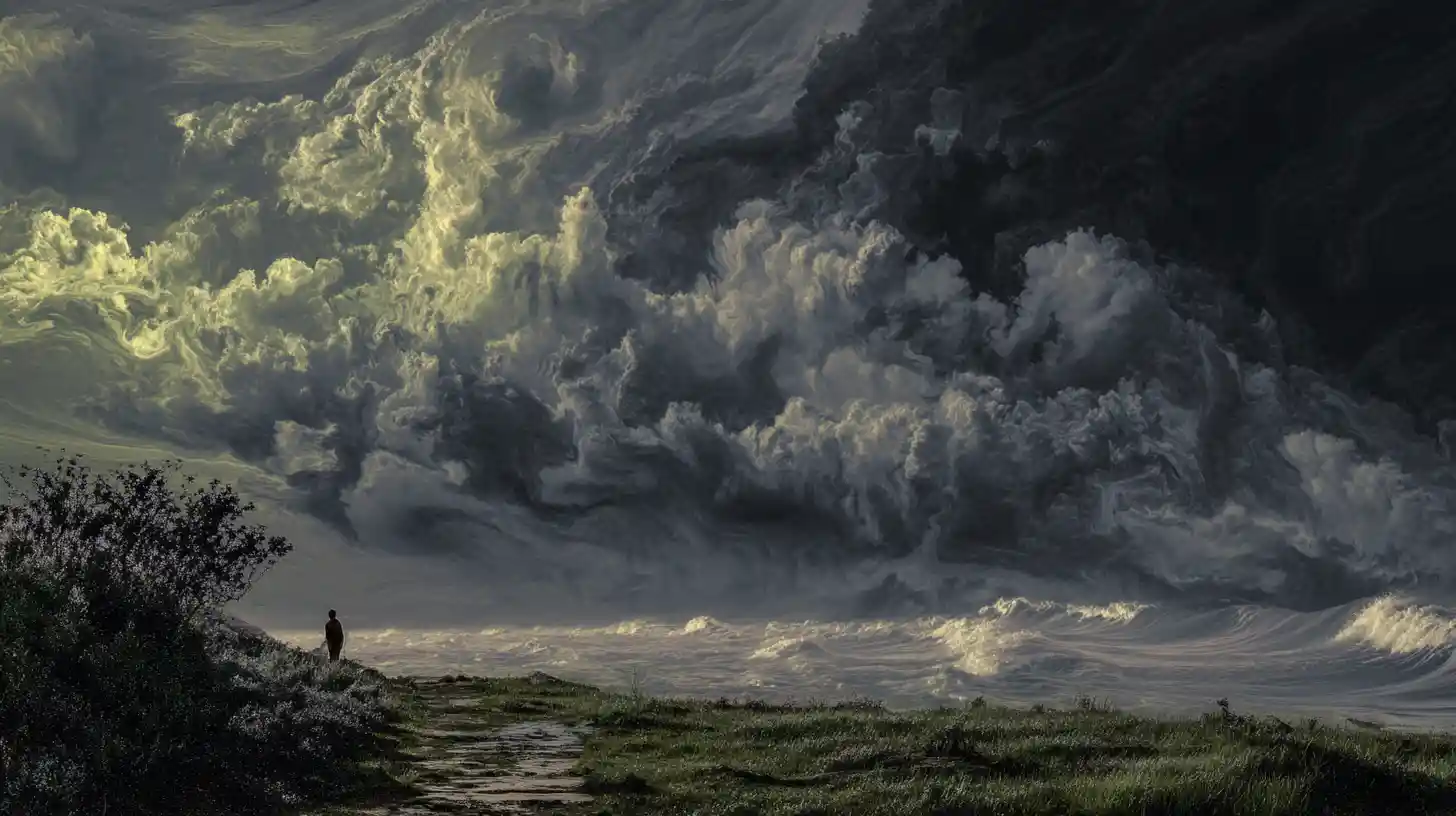 Surreal creature in a bizarre colorful fantasy landscape