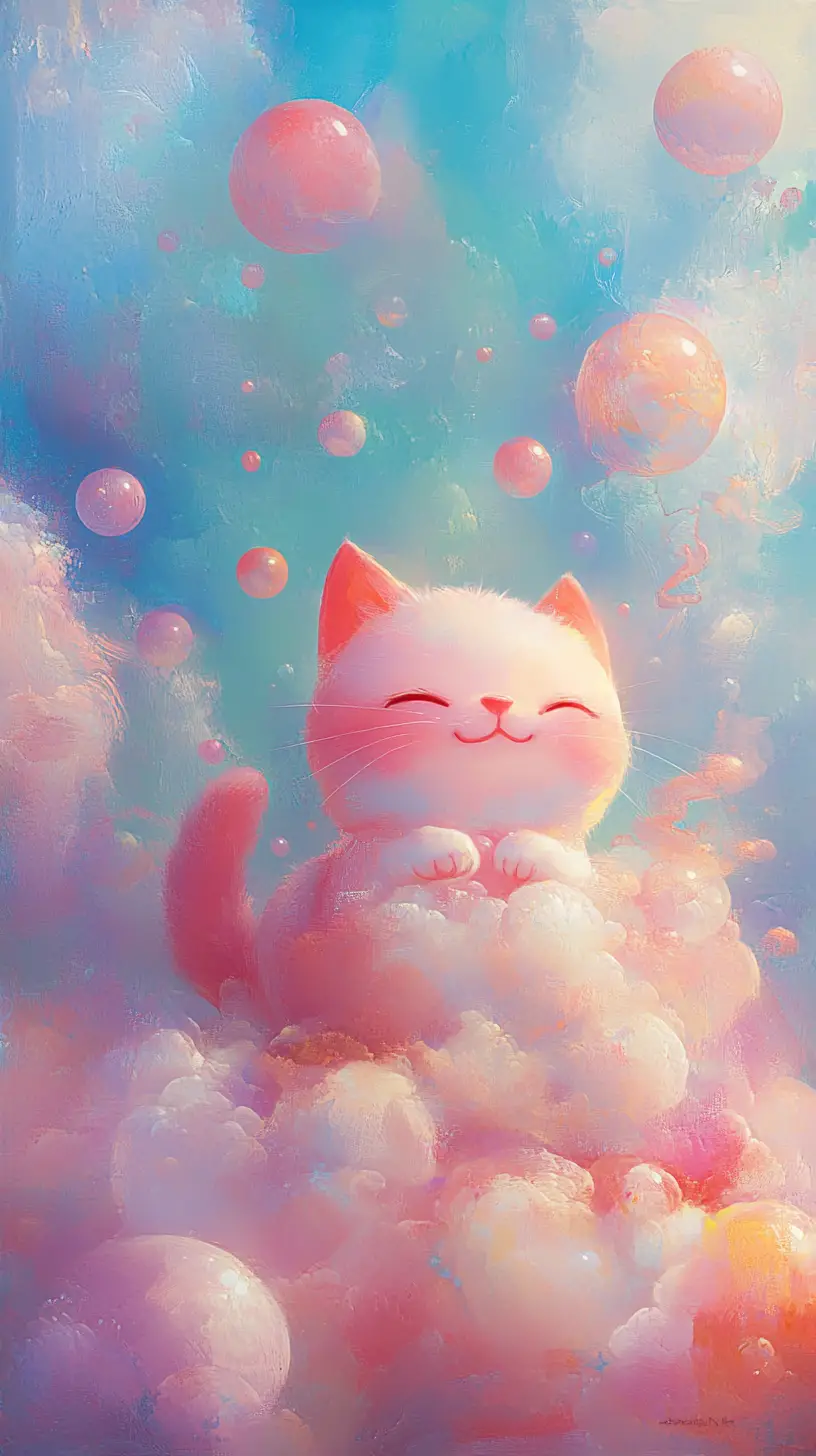 Cute anime character in bright pastel whimsical style