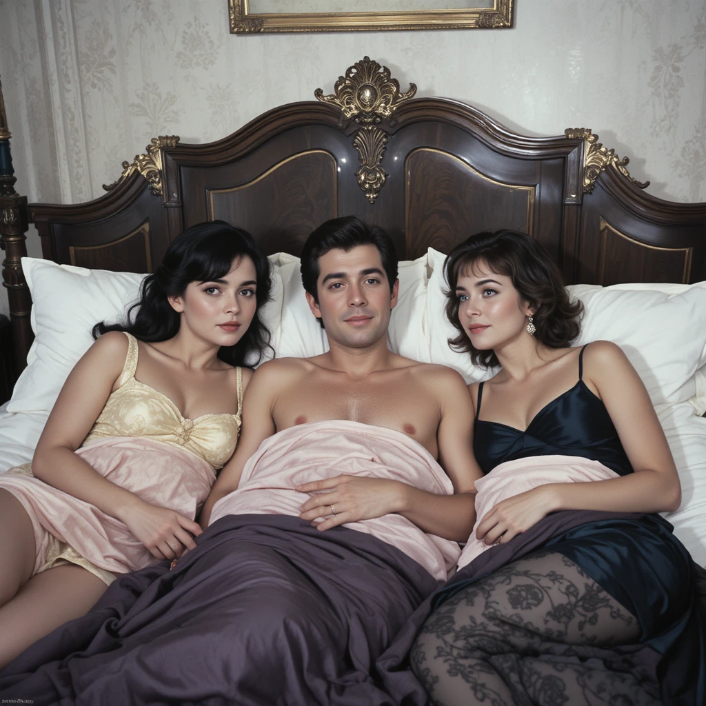 Man in a bedroom lying under the bedsheets with others