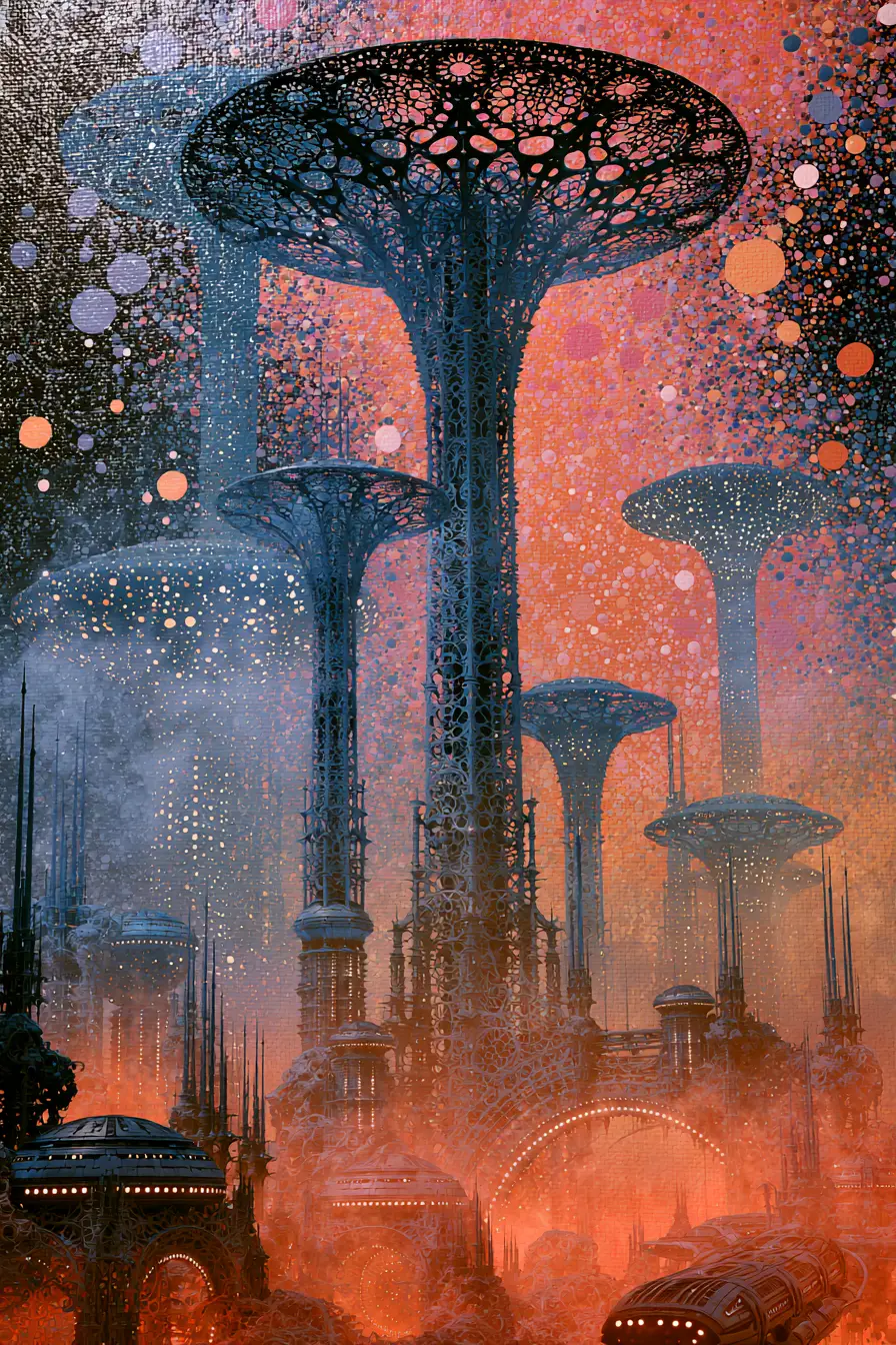 Futuristic alien city of Atlantis with intricate technology