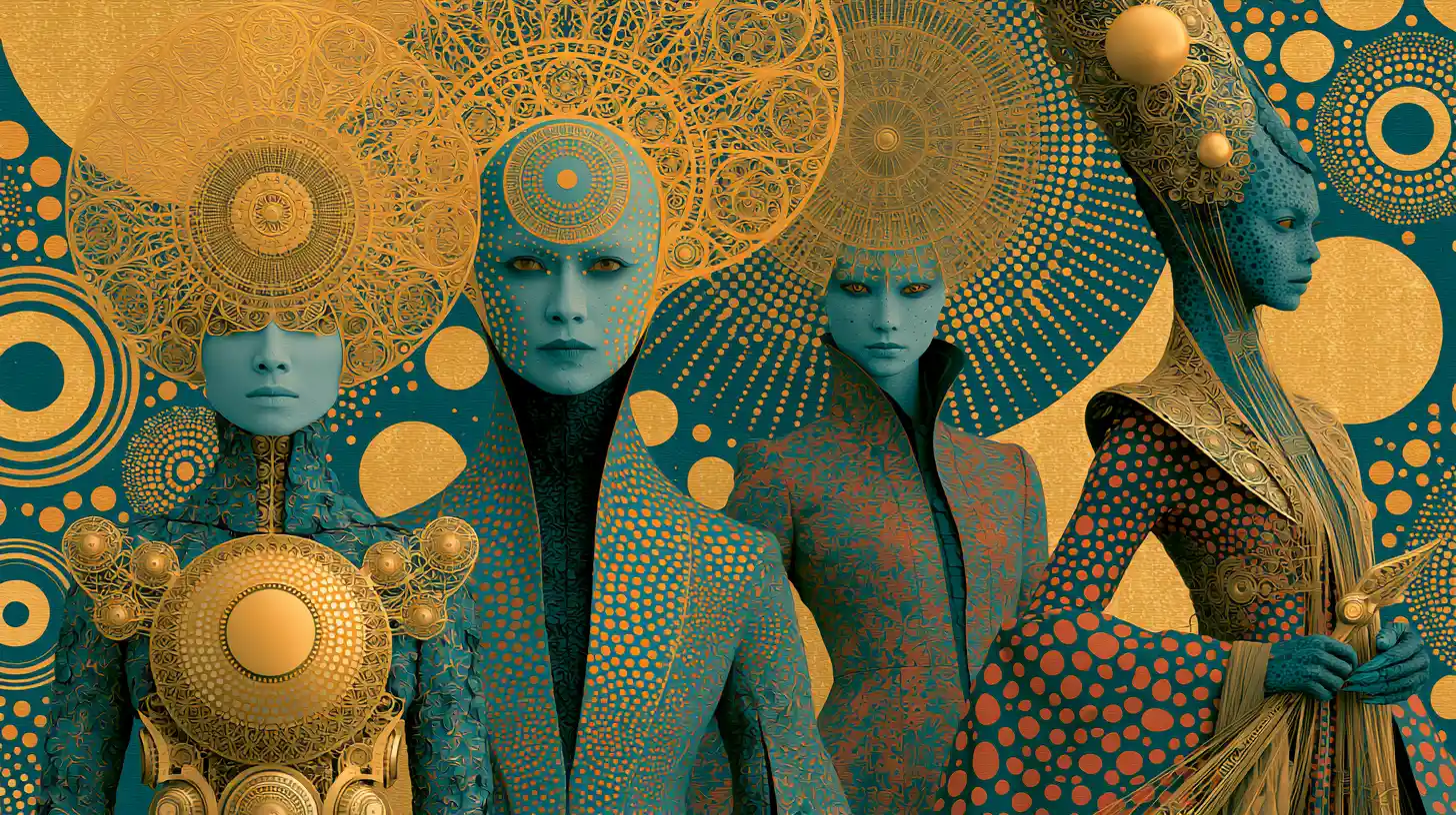 Ancient futuristic alien city of Atlantis in surreal colors