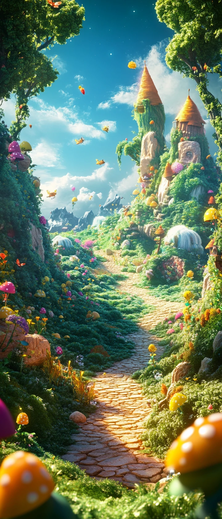 Cheerful surreal landscape with vibrant conceptual photography