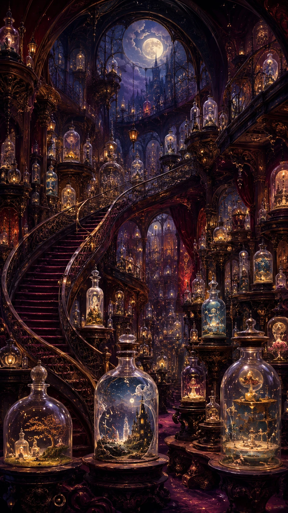 Museum Of Glowing Glass Bottles Filled With Fantasy Worlds