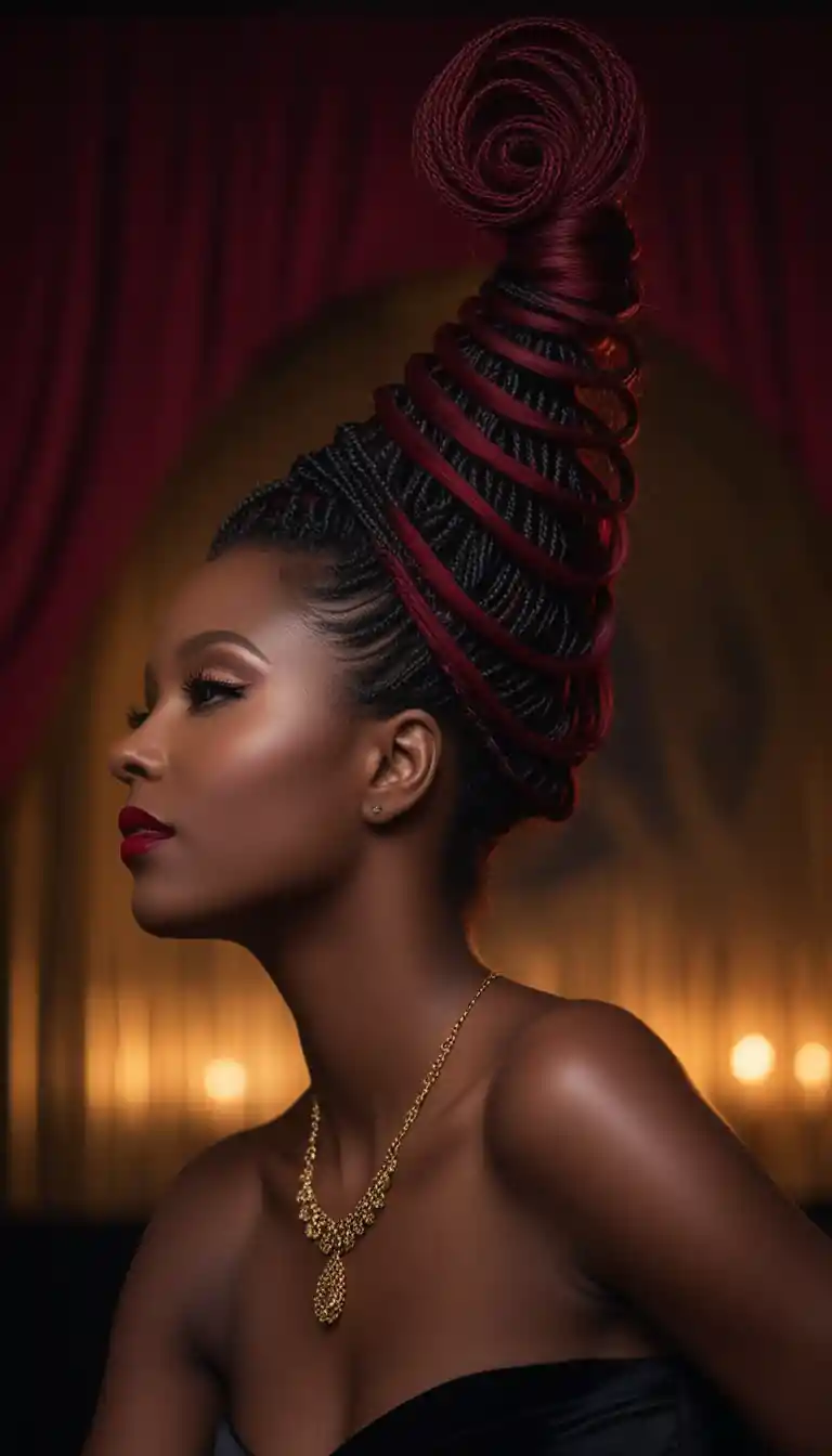 Glamorous woman with jeweled locs in art deco jazz club