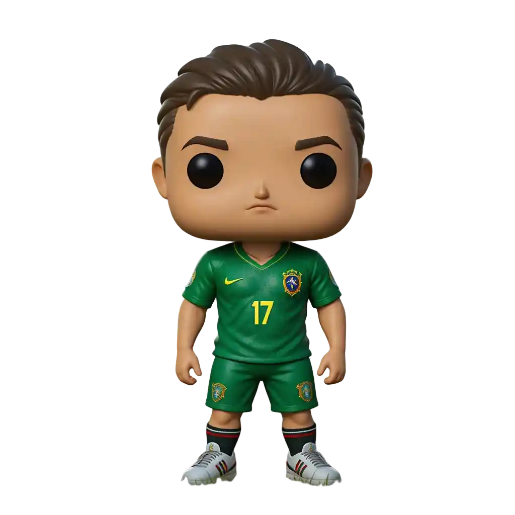 3D vinyl figure wearing mixed Brazil and Portugal 7 jersey