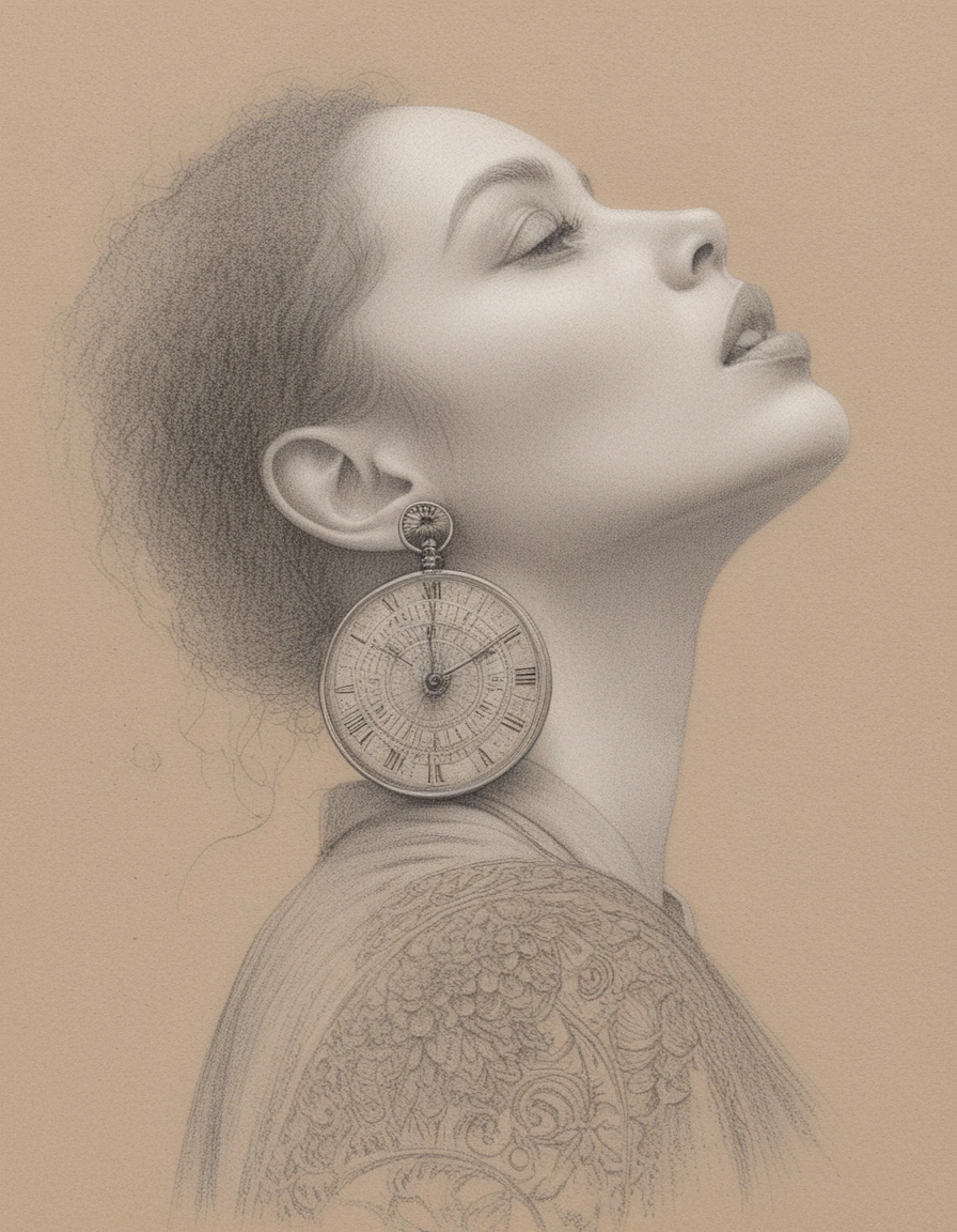 Profile portrait of shaved head woman with red lips