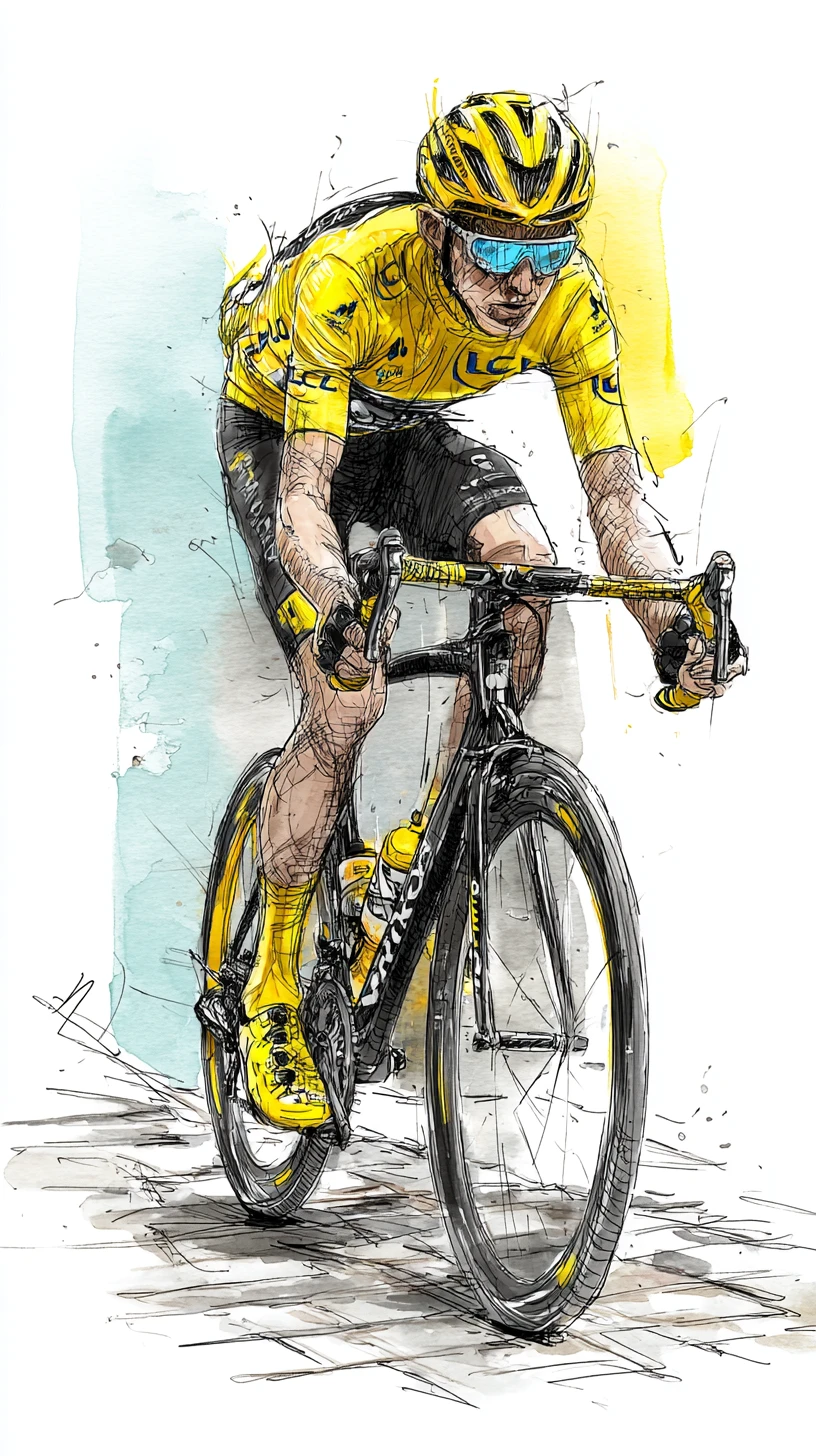 Professional cyclist racing on a modern bike illustration