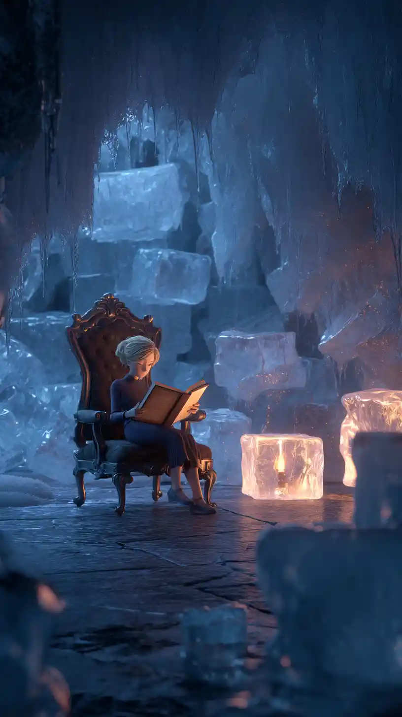 Woman reading by candlelight in an antique chair