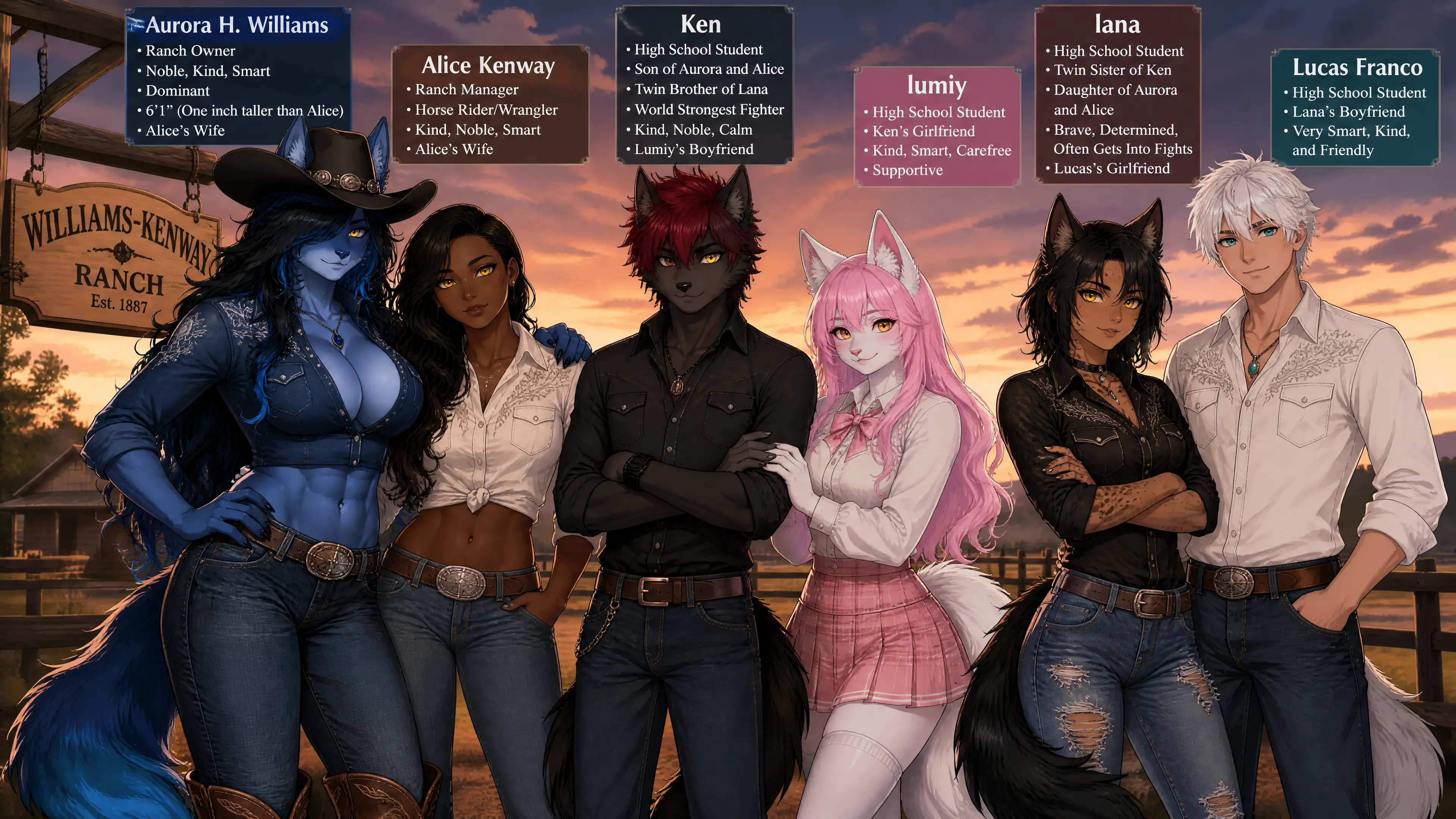 Anthro blue wolf ranch owner in western cowboy outfit