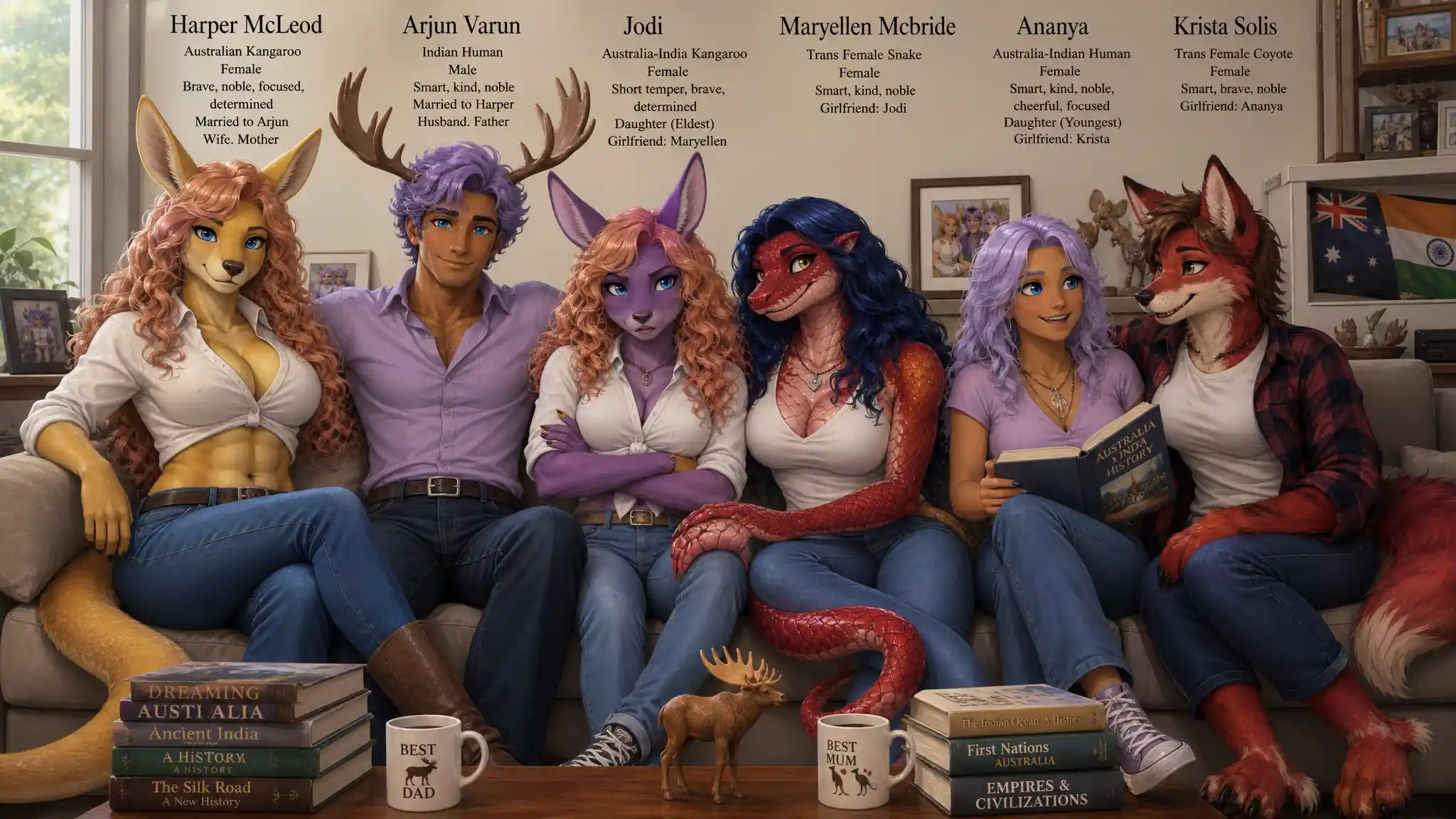 Tall kangaroo anthro woman in casual jeans and boots