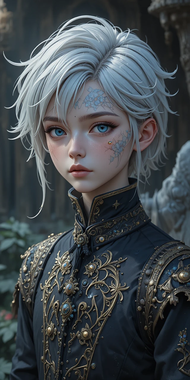 Anime boy with tattered angel wings and mummy bandages