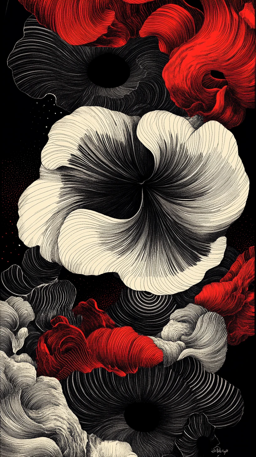 Iris morphing into endless concentric labyrinthine patterns