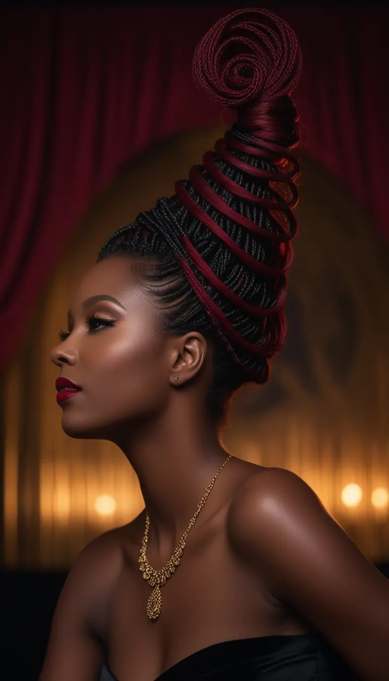 Glamorous woman with jeweled locs in art deco jazz club