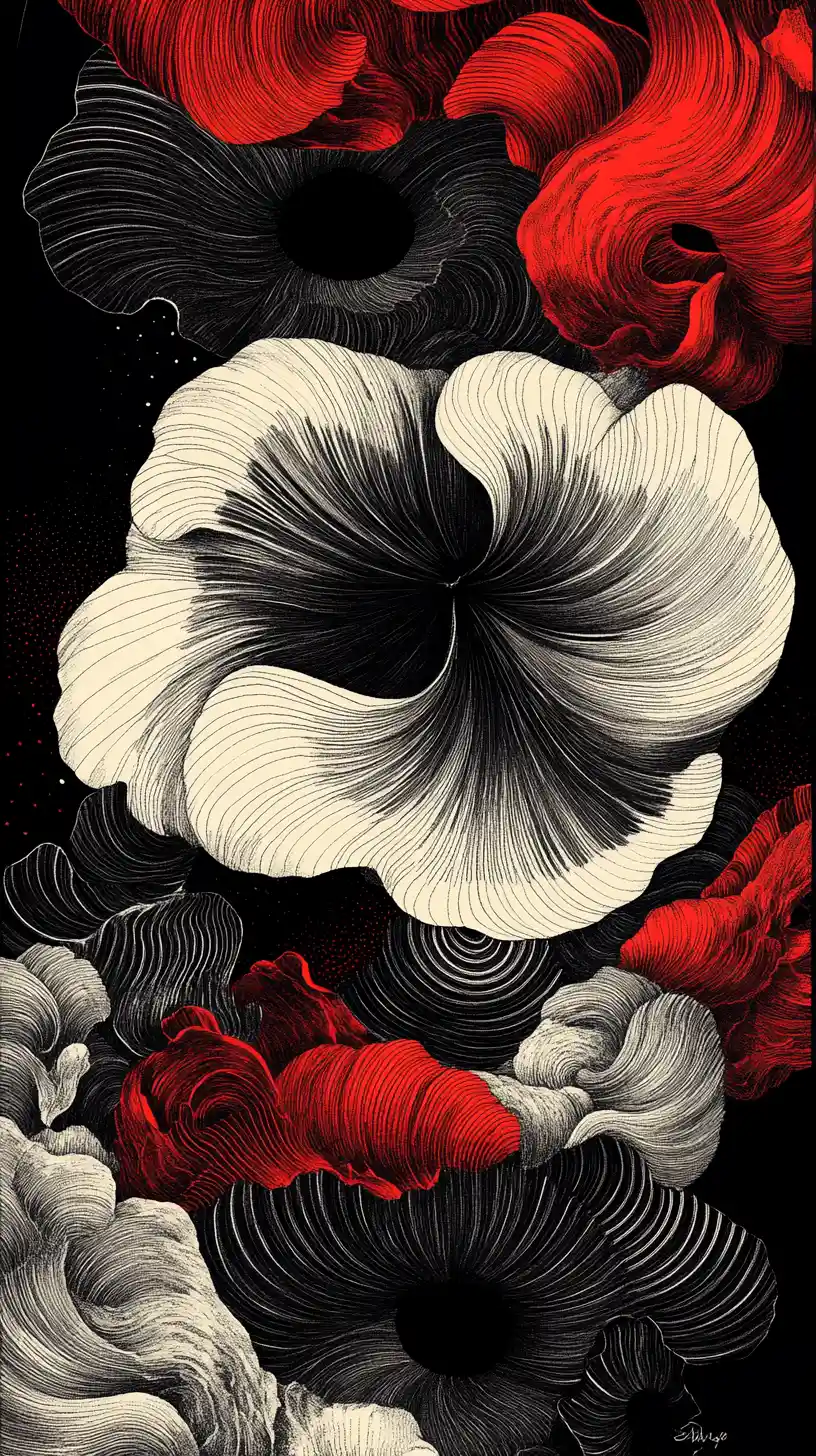 Iris morphing into endless concentric labyrinthine patterns