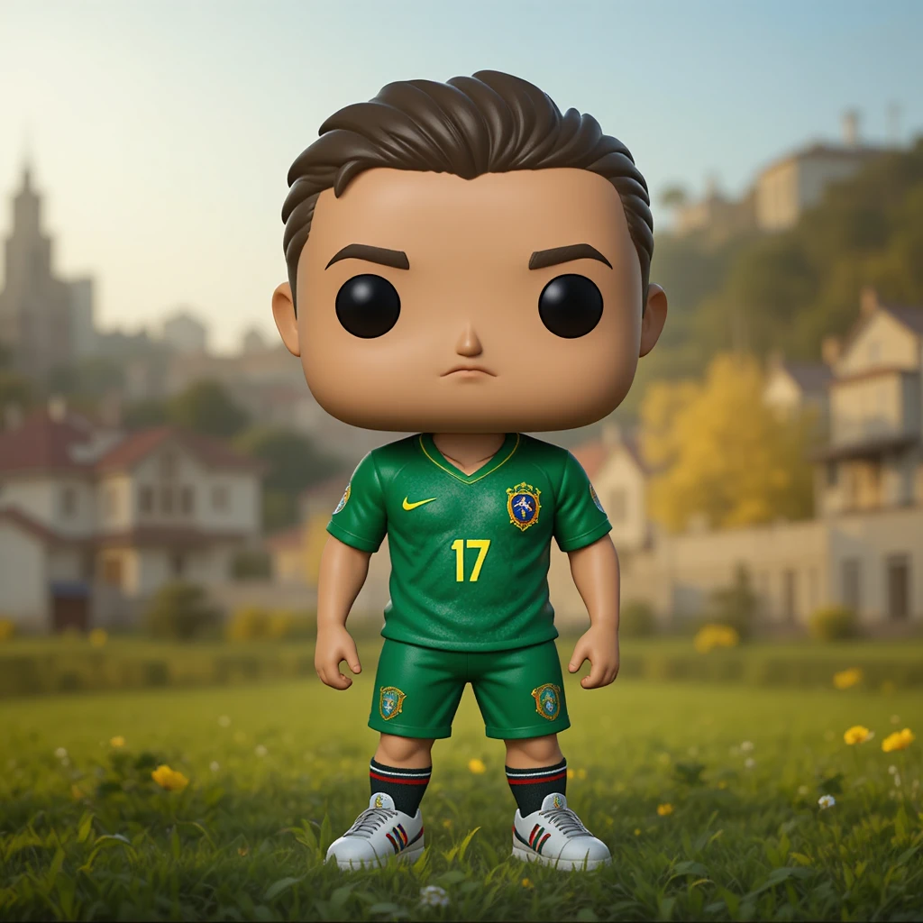 3D vinyl figure wearing mixed Brazil and Portugal 7 jerseys
