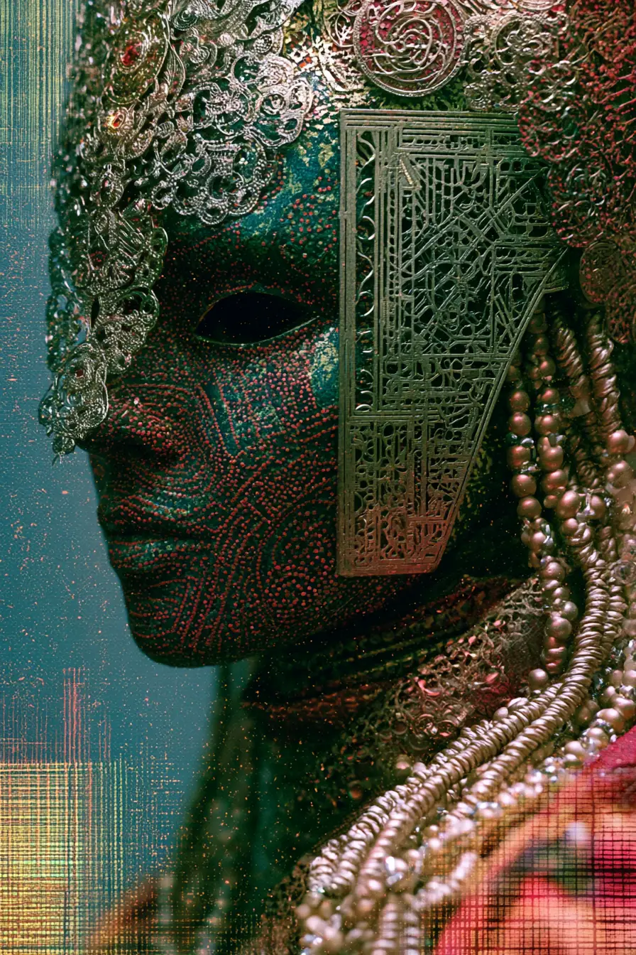 Surreal alien civilization with futuristic Atlantean technology