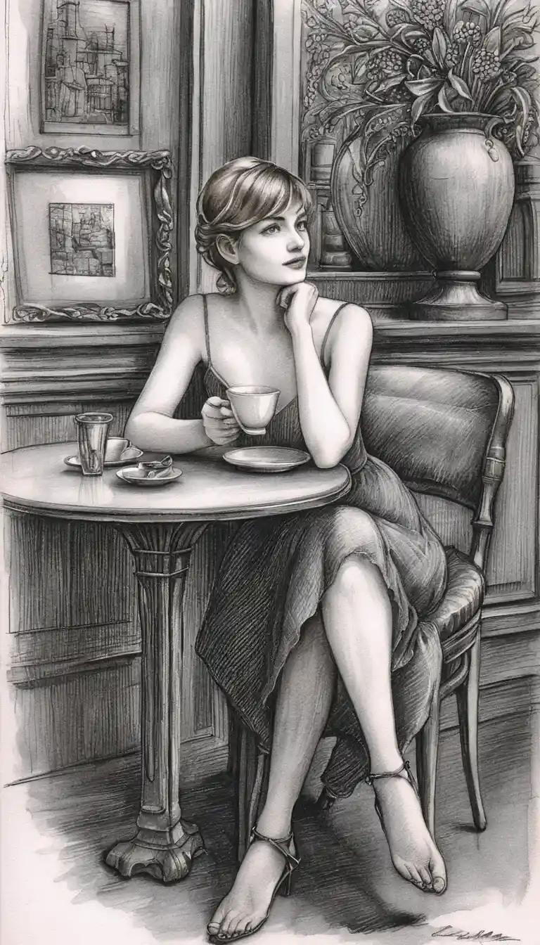 Young woman holding a coffee cup in a cafe interior