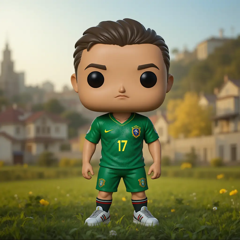 3D-Vinylfigur mit gemischtem Brasilien- und Portugal-Trikot Nummer 7