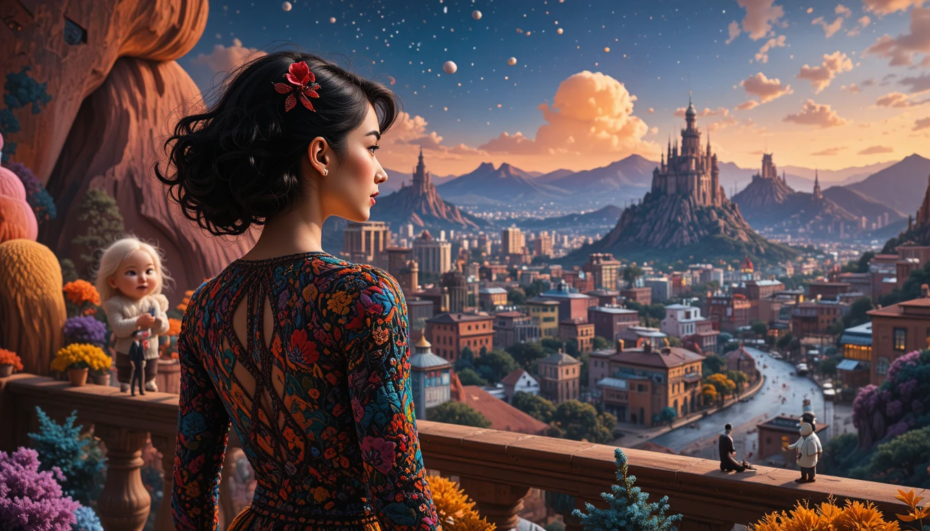 Close up of a sensual woman with hollywood city skyline