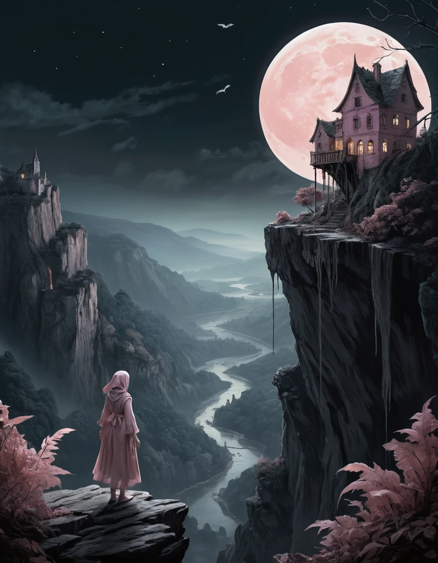 Terrified Woman Clinging To A Crumbling Cliff Edge