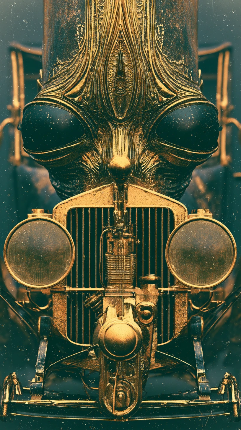 Quick meeting inside a vintage gold luxury car