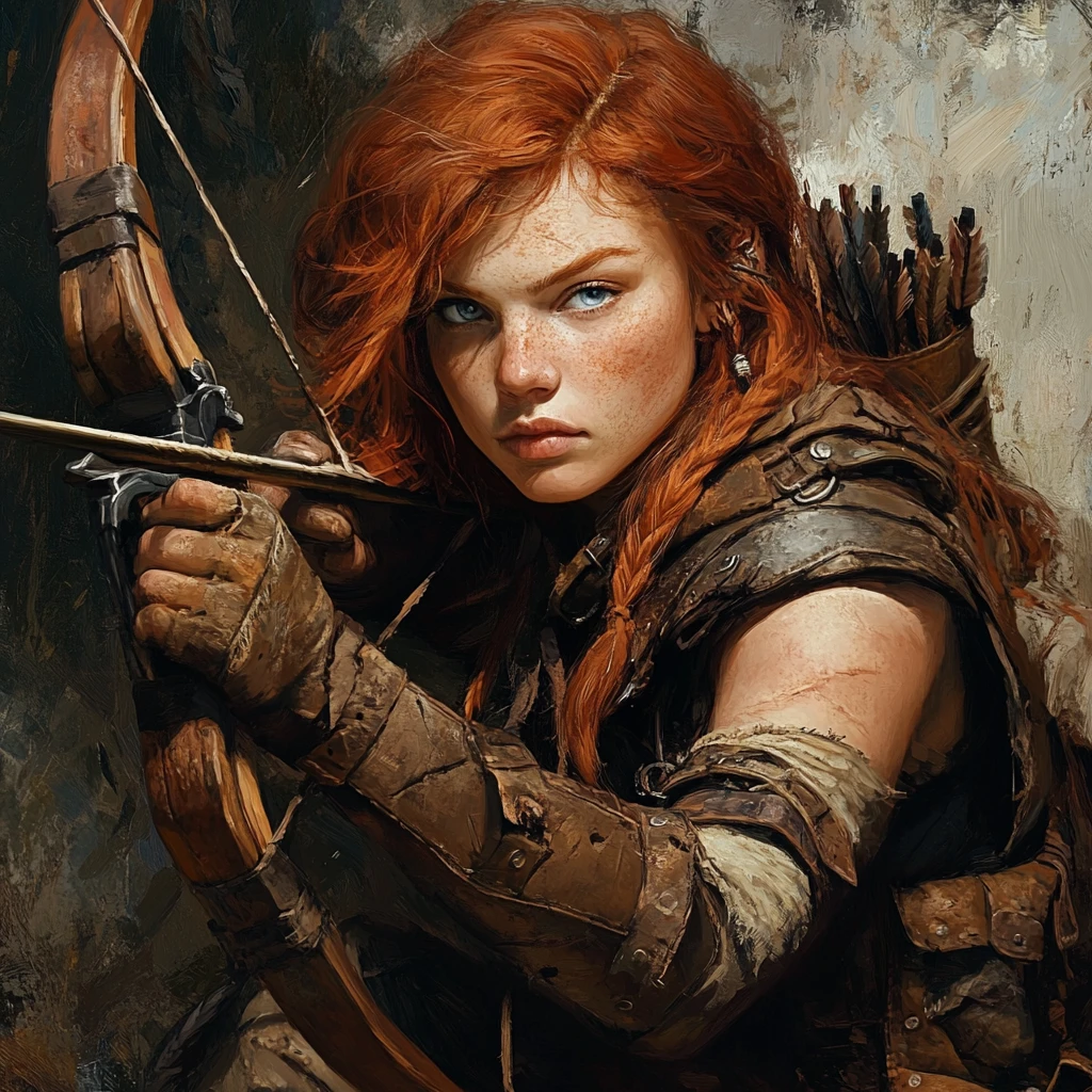Red haired dwarf warrior with crossbow and leather armor
