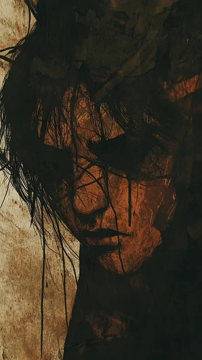Somber detailed drawing with muted, understated color palette