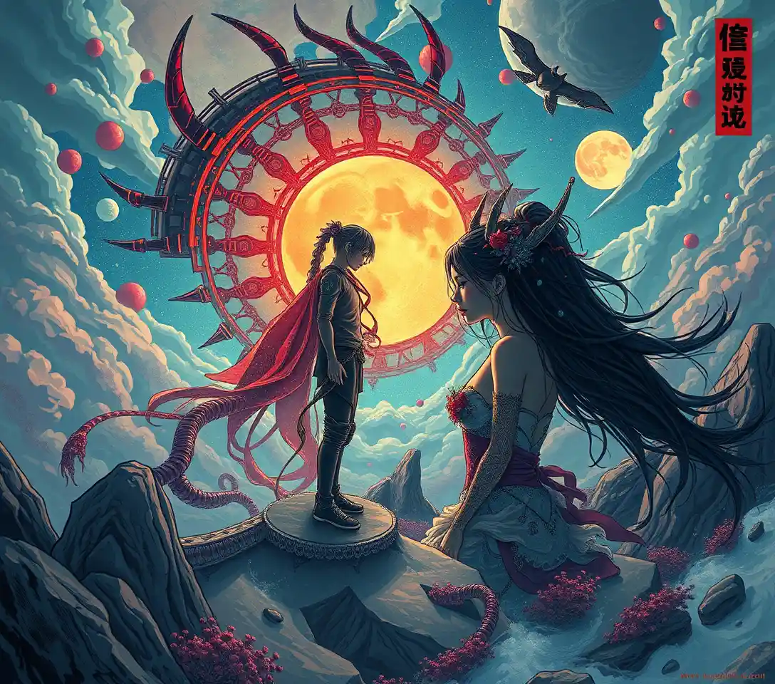 Surreal woman returning to life in vivid pop surrealism