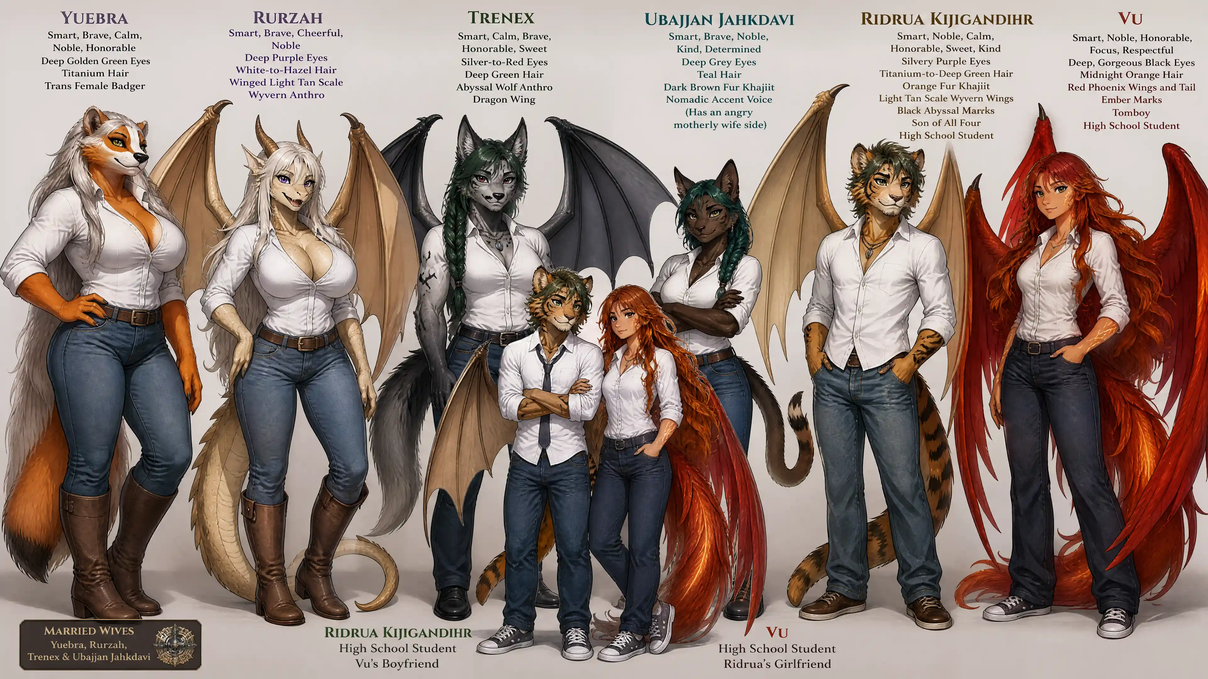 Tall orange fur badger woman in casual jeans and boots