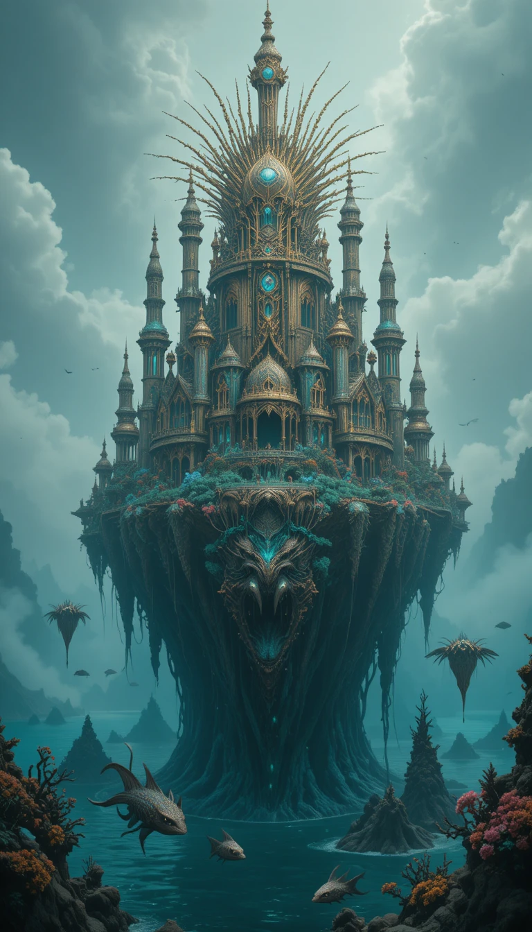 Siren queen ruling an enchanted island shrouded in mist