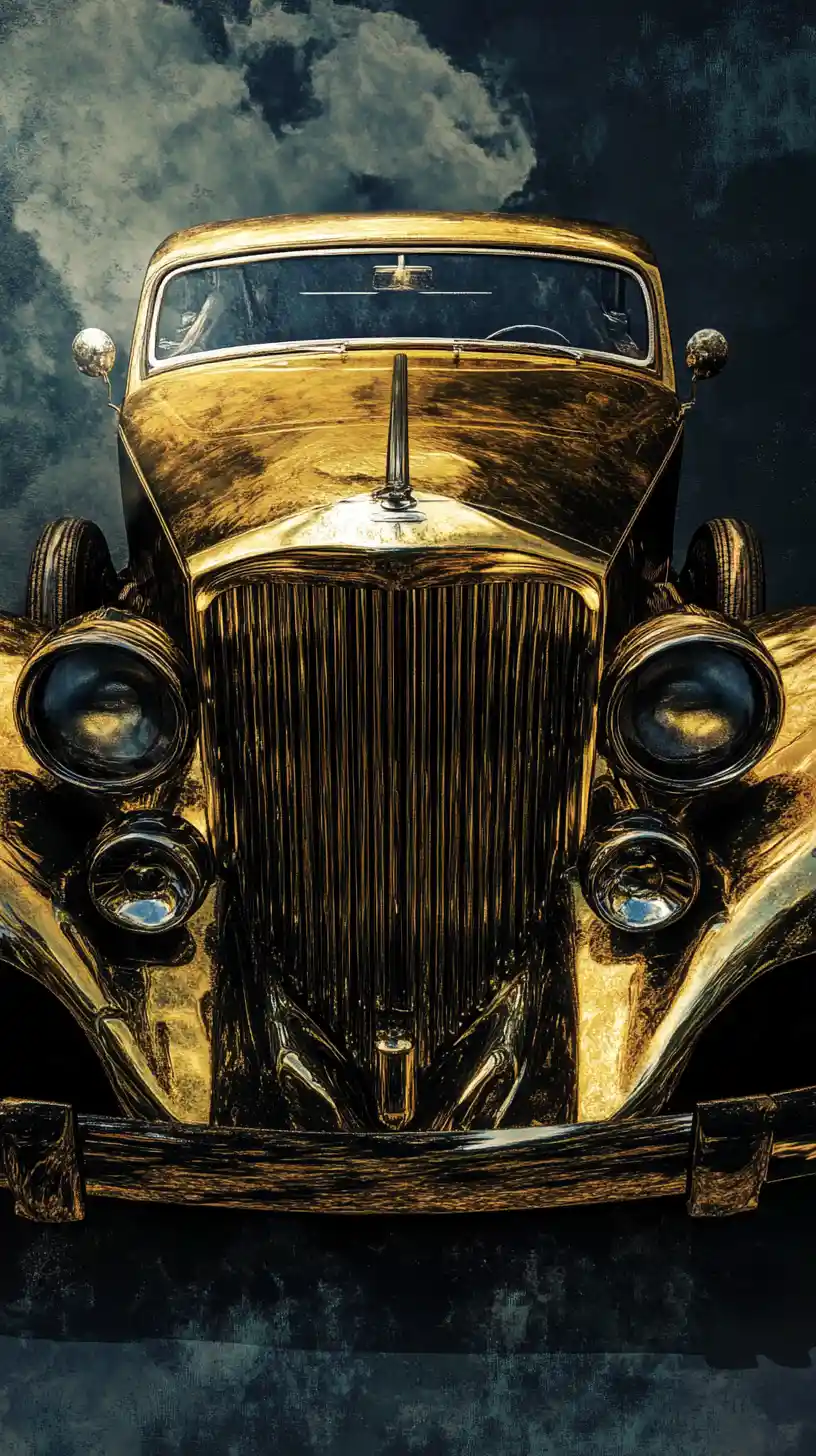 Vintage gold car interior during a quick business meeting