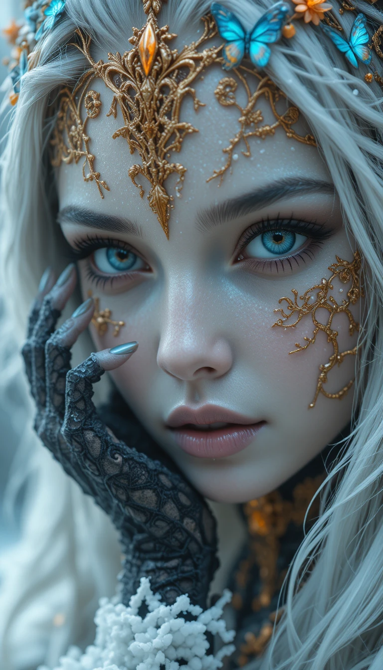 Mystical Frost Elf Queen In An Icy Fantasy Close Up