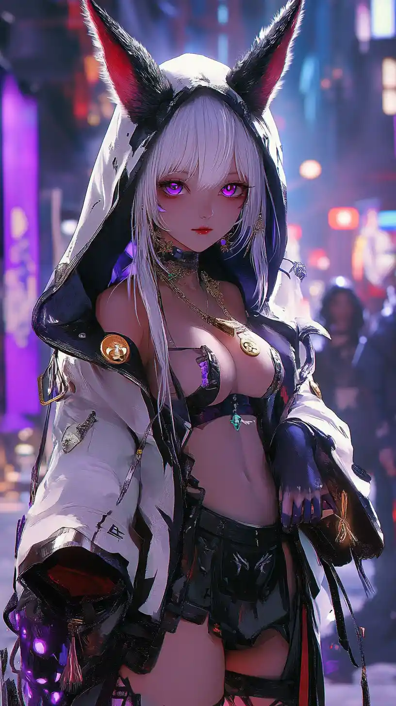 Joyful anime girl dancing in a surreal fantasy land