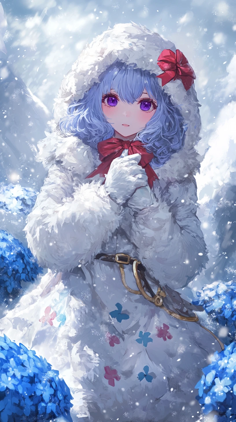Anime girl in ornate winter dress with long braid