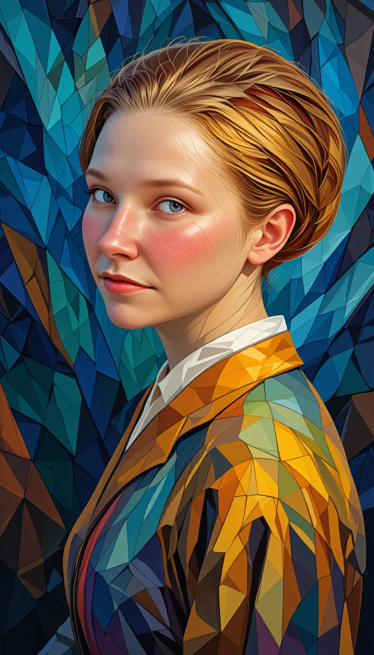 Sensual low poly portrait of a young woman