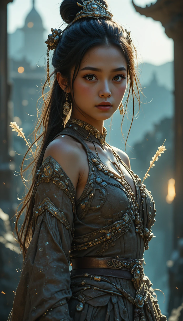 Cinematic portrait of a photorealistic woman in morning sunlight