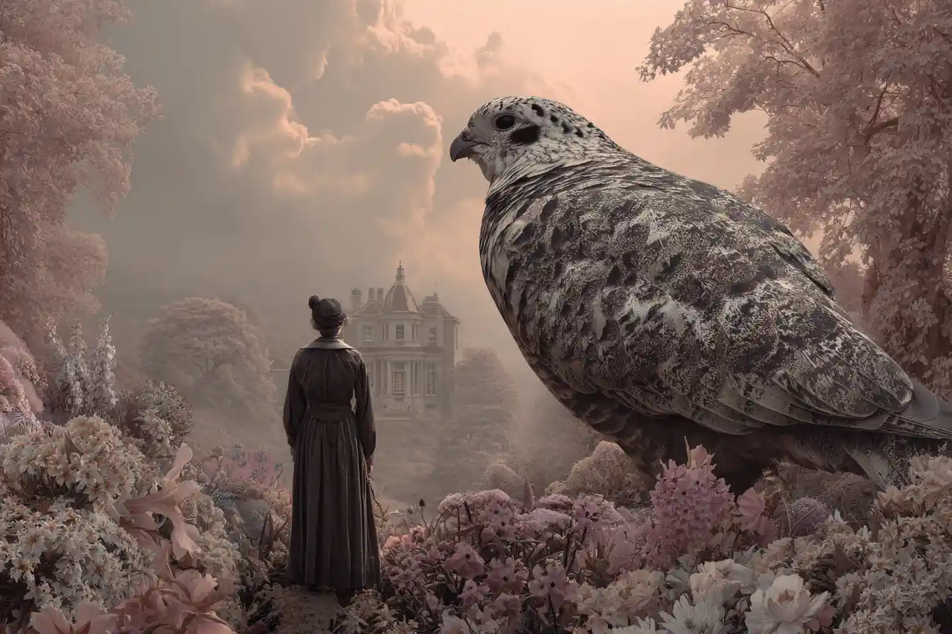 Surreal fantasy scene in a strange dreamlike landscape