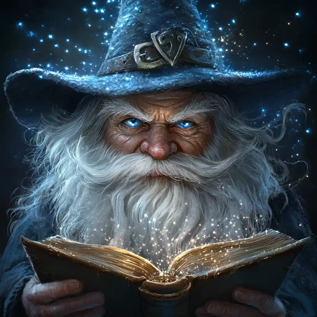 White haired gnome wizard casting protective white magic