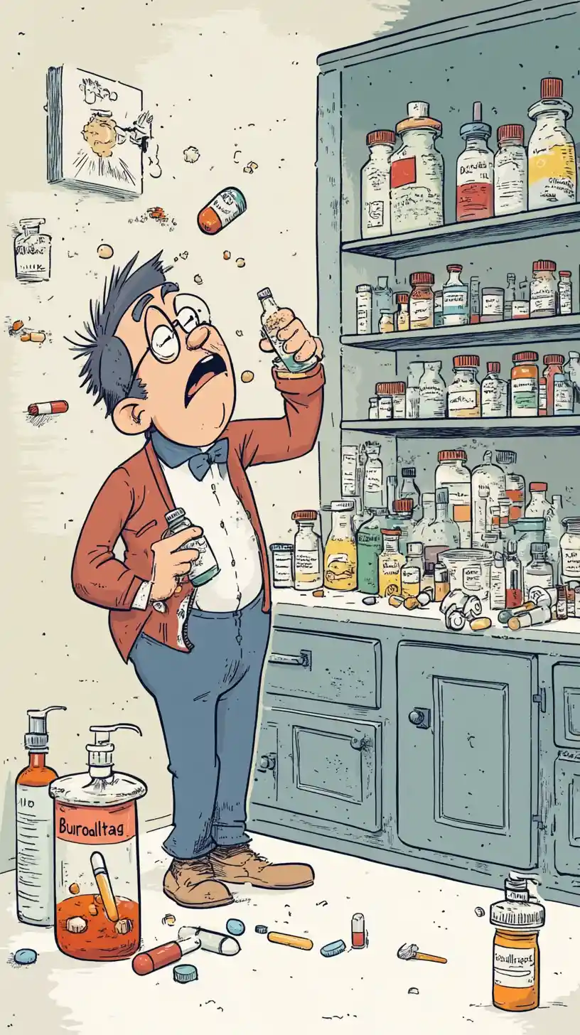 Cartoon Illustration Of Traditional Cold Relief Medicine Bottle
