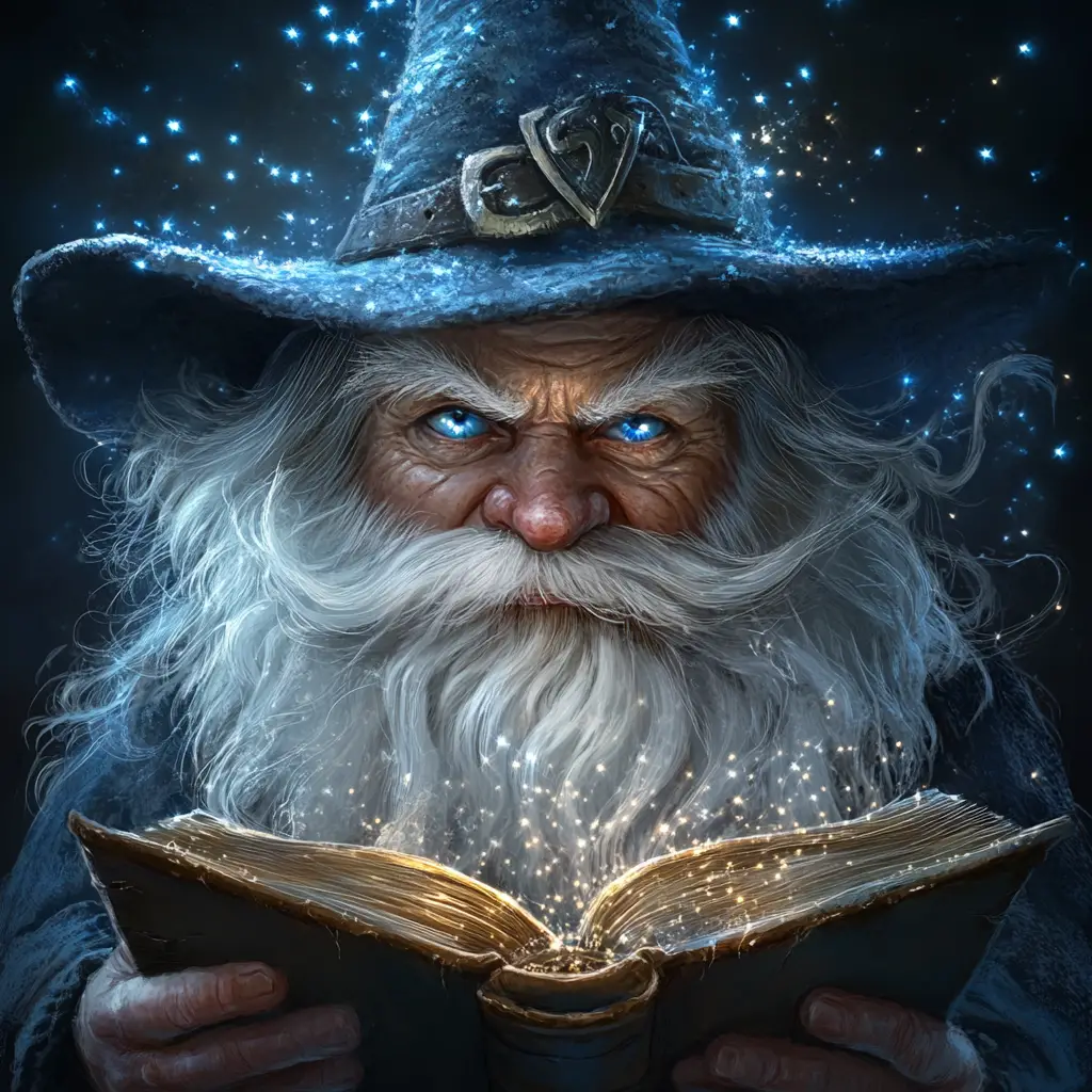 White haired gnome wizard casting protective white magic