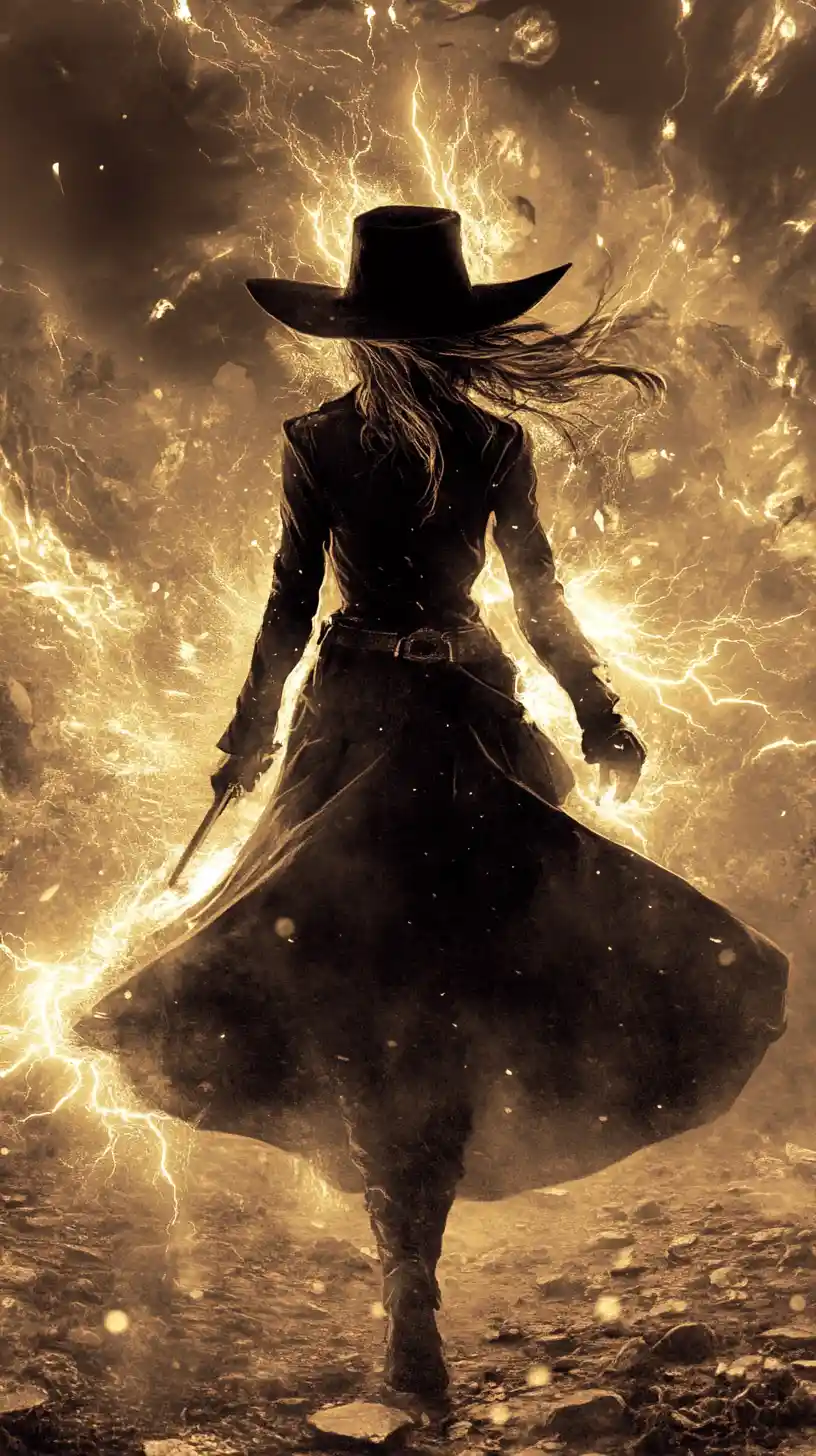 Armed western woman standing confidently in a deadly pose