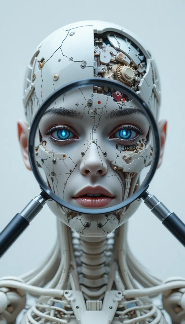 Extreme close up of a cybernetic girl head interior