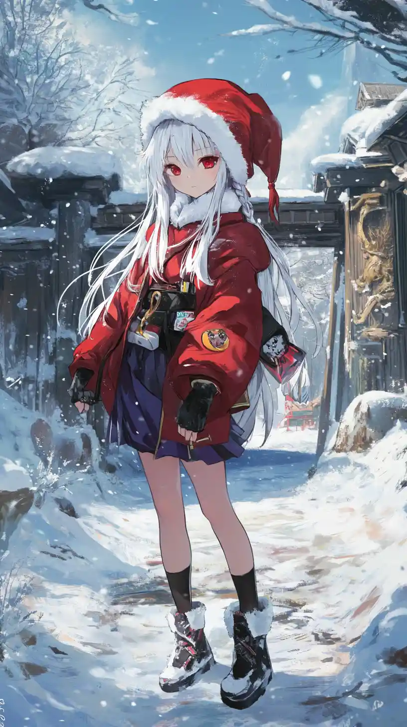 Anime girl with white hair and sword in layered fantasy world