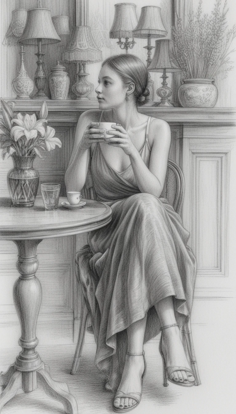 Young woman holding a coffee cup in a quiet cafe