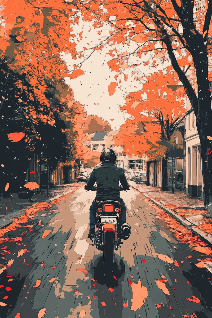 Young couple riding motorcycle with sidecar on wet city street