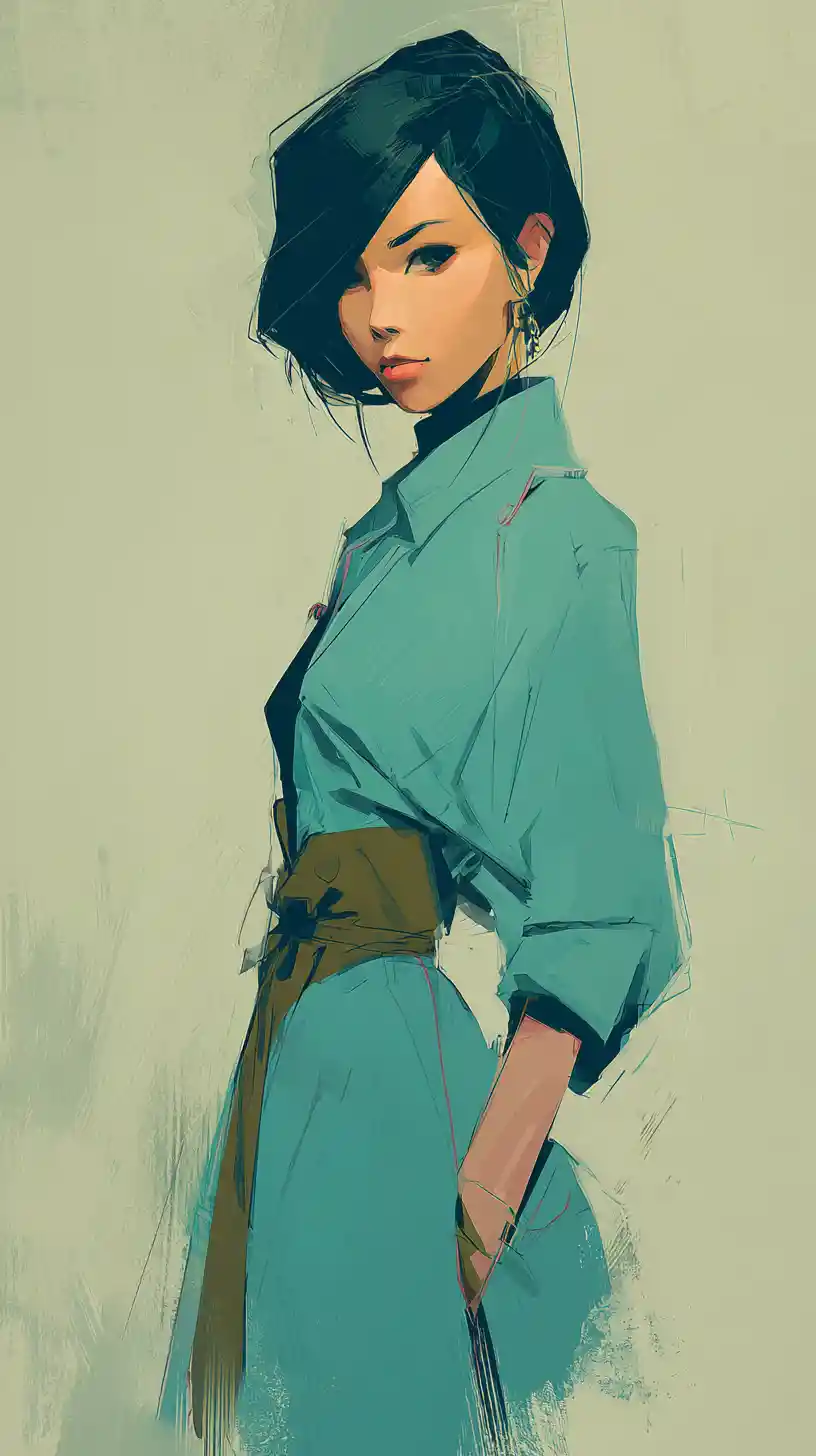 Stylised girl portrait in soft ambient digital illustration