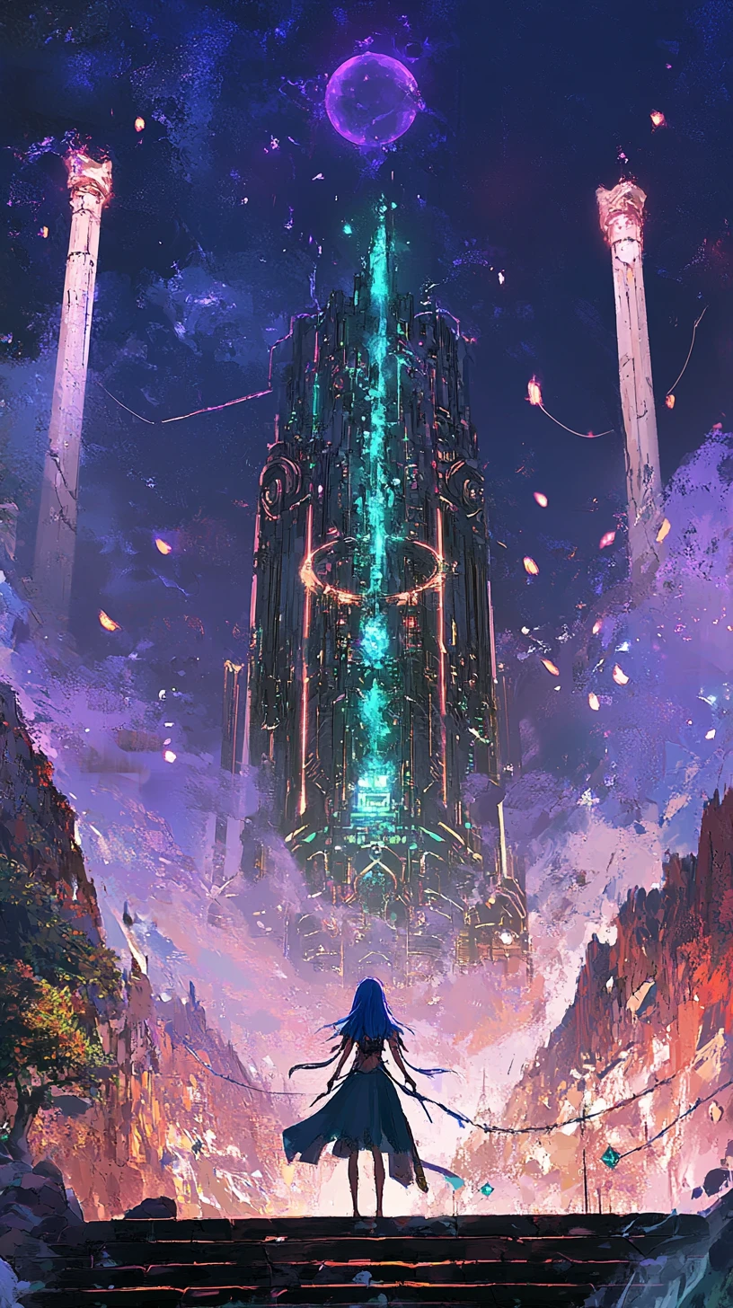 Twisted Steel Fantasy Tower Before A Purple Storm