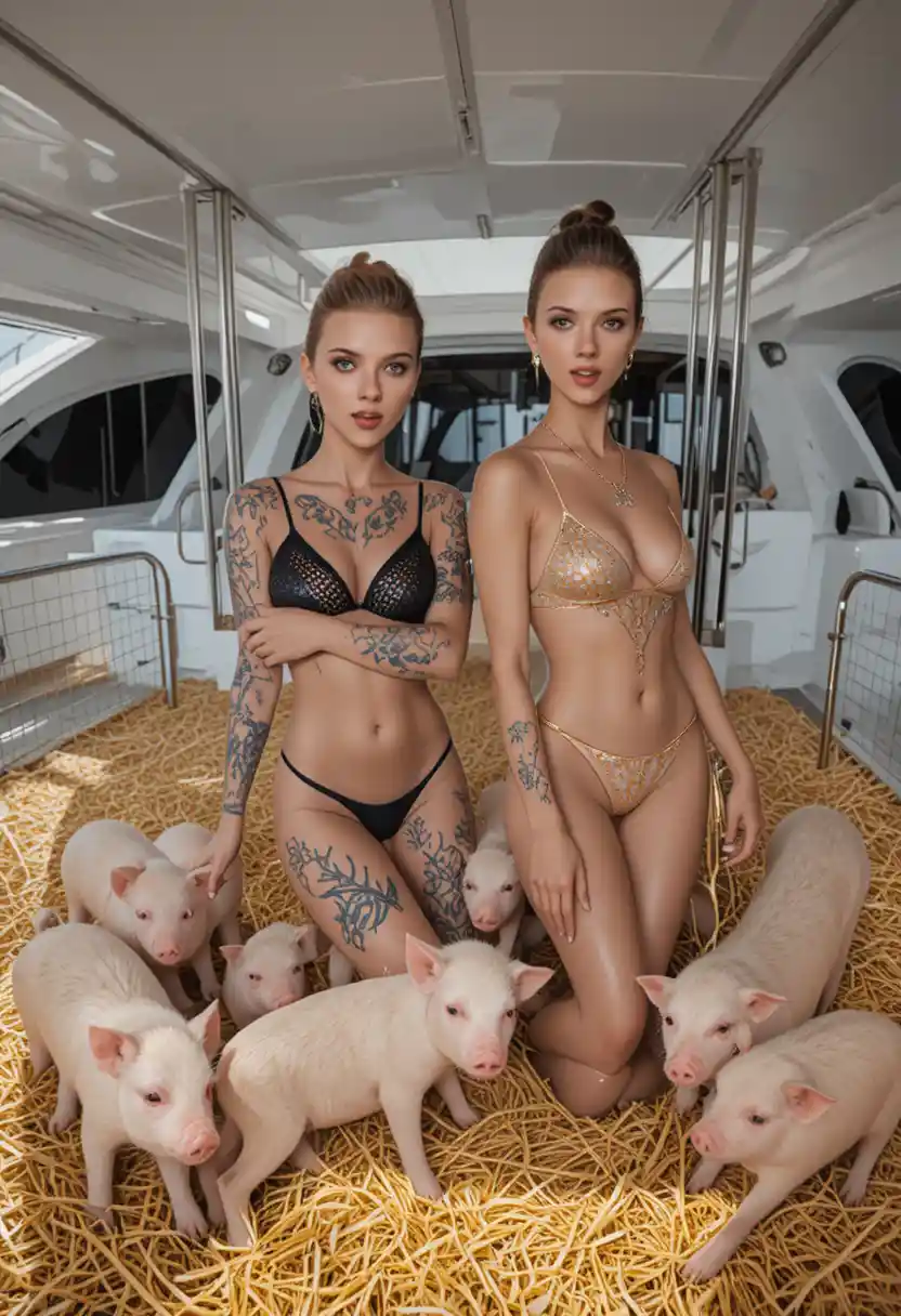 Pink piglets resting together on straw in a farm pen
