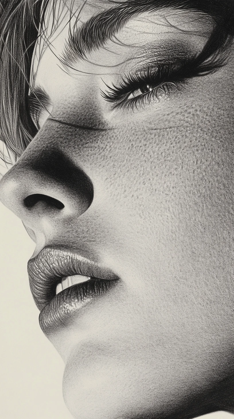 Graphite portrait of a girl with tilted head and long hair
